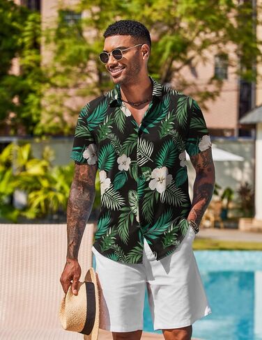 COOFANDY Mens Button Down Shirts Short Sleeve Casual Shirt Summer Beach Wedding Shirts in Saudi Arabia