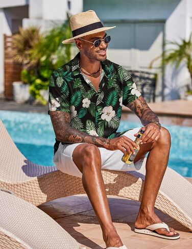 COOFANDY Mens Button Down Shirts Short Sleeve Casual Shirt Summer Beach Wedding Shirts in Saudi Arabia
