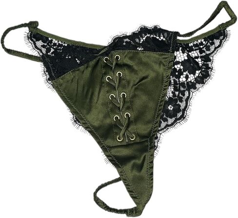 Victoria's Secret Atelier Satin Lace Tanga/Thong Panty Olive Green New in Saudi Arabia