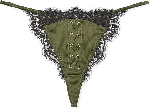 Victoria's Secret Atelier Satin Lace Tanga/Thong Panty Olive Green New in Saudi Arabia