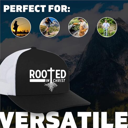 Men's Christian Faith Cross Nails Embroidered Mesh Back Trucker Hat, Ocean Blue/Heather Grey/Beige in Saudi Arabia