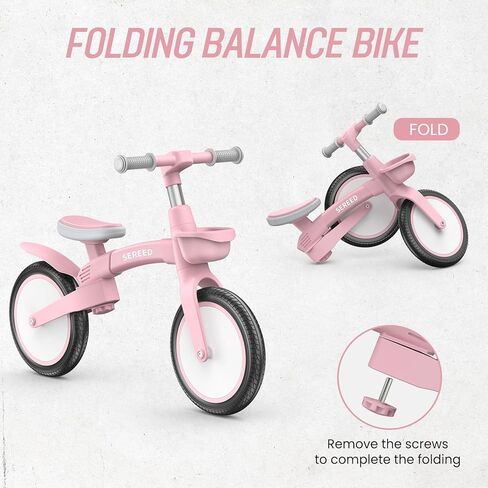 Sereed Toddler Balance Bike Bike 2 Year ، 12 Ingable Kids Bike Toy مع سلة ، هدية عيد ميلاد لـ Age 2 3 4 5 Boys Girls ، Assembly Free Tools ، No Pedal (Pink) in Kuwait