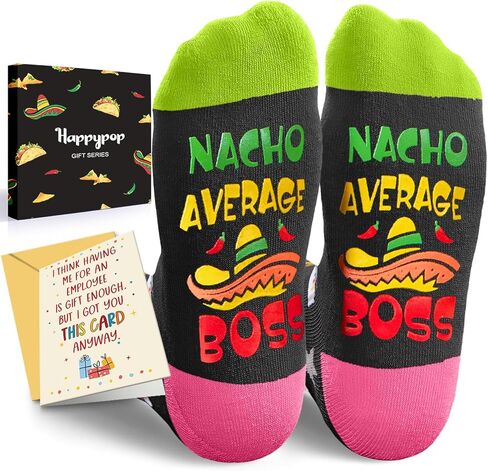 HAPPYPOP Boss Gifts Ideas Socks - Boss Gifts For Men Women, Cool Boss Gifts Male Female Worlds Best Boss Women Retirement Socks With Greeting Card in Kuwait