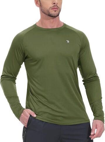 BGOWATU Men's Long Sleeve Sun Shirt Hiking Shirts UPF 50+ Quick Dry Lightweight Athletic T-Shirts for Outdoor in Saudi Arabia
