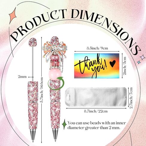 Tondiamo 15 PCS Glitter Beadable Abens Full Rhinestone Fancs Abens for Beads Diy Diamond Pens Pen Kit Cute Journaling point fun bling ballpoin in Kuwait