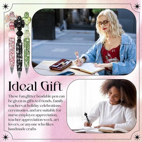 Tondiamo 15 PCS Glitter Beadable Abens Full Rhinestone Fancs Abens for Beads Diy Diamond Pens Pen Kit Cute Journaling point fun bling ballpoin in Kuwait