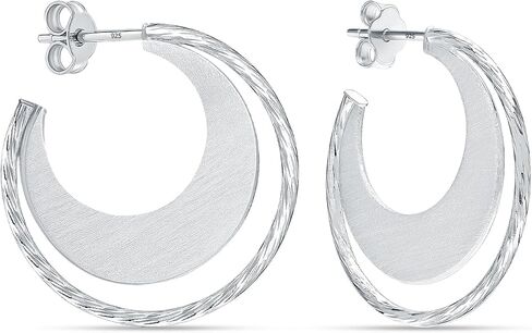 LECALLA Real 925 Sterling Silver C أقراط | الأطواق الصغيرة الخفيفة الأطواق الإيطالية نصف حلق الأطواق للنساء in Kuwait