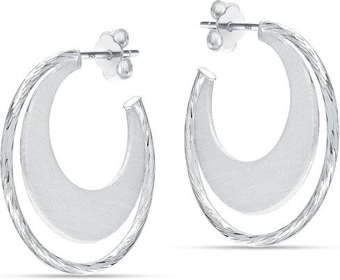 LECALLA Real 925 Sterling Silver C أقراط | الأطواق الصغيرة الخفيفة الأطواق الإيطالية نصف حلق الأطواق للنساء in Kuwait