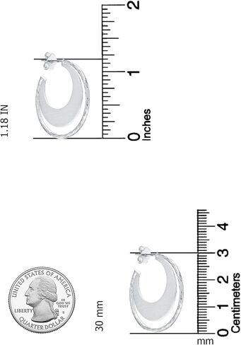 LECALLA Real 925 Sterling Silver C أقراط | الأطواق الصغيرة الخفيفة الأطواق الإيطالية نصف حلق الأطواق للنساء in Kuwait