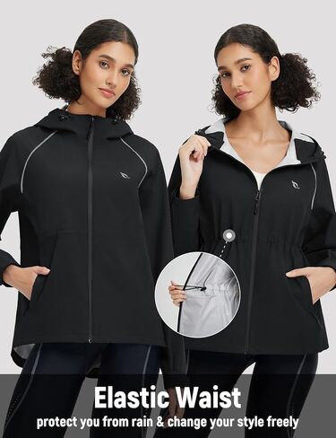 baleaf Women's Rain Jackets Waterproof Windbreaker Packable Lightweight Cycling Running Jacket Hiking Gear Reflective Hooded in Saudi Arabia