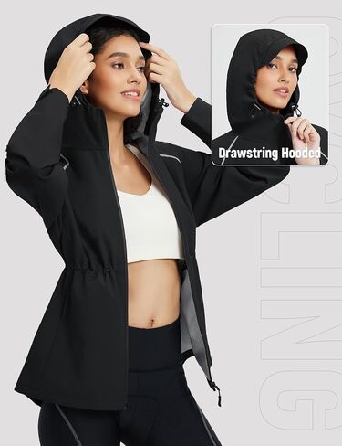 baleaf Women's Rain Jackets Waterproof Windbreaker Packable Lightweight Cycling Running Jacket Hiking Gear Reflective Hooded in Saudi Arabia