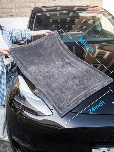 aokway Car Drying Towel from No Streaks, Scratches, or Water Spots - Large Premium 1300 GSM Microfiber - Double Twist Pile & Edgeless Design for Quick & Effortless Dry - 16" x 16"（1 Pack） in Saudi Arabia