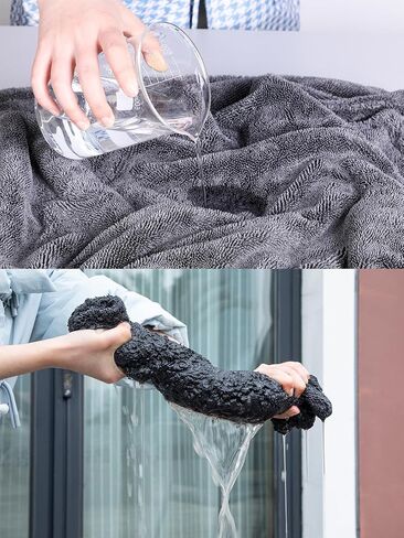 aokway Car Drying Towel from No Streaks, Scratches, or Water Spots - Large Premium 1300 GSM Microfiber - Double Twist Pile & Edgeless Design for Quick & Effortless Dry - 16" x 16"（1 Pack） in Saudi Arabia
