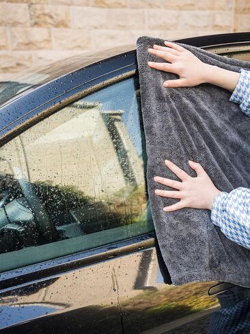 aokway Car Drying Towel from No Streaks, Scratches, or Water Spots - Large Premium 1300 GSM Microfiber - Double Twist Pile & Edgeless Design for Quick & Effortless Dry - 16" x 16"（1 Pack） in Saudi Arabia