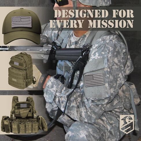2Pcs Subdued American Flag Patch Velcro Set, Embroidered Velcro Patches Tactical for Military Backpack, Bulletproof Vest, Military Patches with Velcro, American Flag Patch Sew on Opt in Saudi Arabia