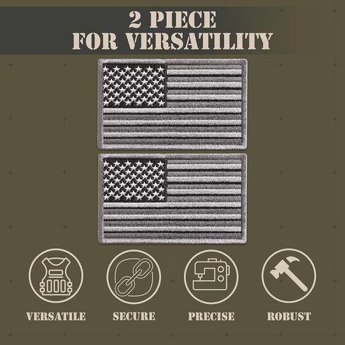 2Pcs Subdued American Flag Patch Velcro Set, Embroidered Velcro Patches Tactical for Military Backpack, Bulletproof Vest, Military Patches with Velcro, American Flag Patch Sew on Opt in Saudi Arabia