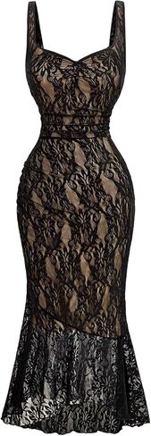 Gorglitter Women's Lace Bodycon Fishtail Midi Graduation Prom Prom Wedder in Kuwait