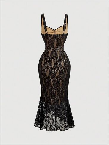 Gorglitter Women's Lace Bodycon Fishtail Midi Graduation Prom Prom Wedder in Kuwait
