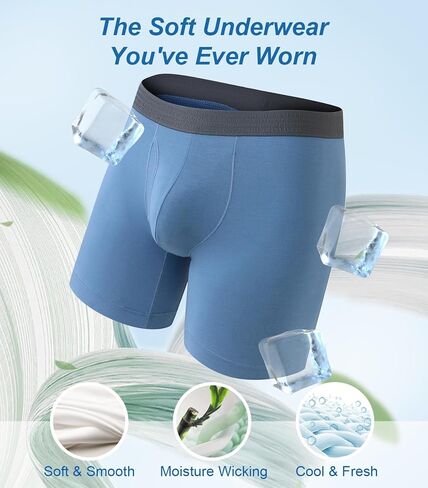 COLORFULLEAF Men's Boxer Briefs Soft Comfort Breathable Rayon Made From Bamboo Underwear for Men Packs Open Fly Pouch in Kuwait