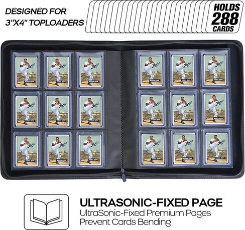 D DACCKIT Toploader Binder, Holds 288 Top Loaders - 9-Pocket Top Loader Binder for 3" x 4" Rigid Card Holders for Trading Cards or Sports Cards, Model A - Light Pink in Kuwait