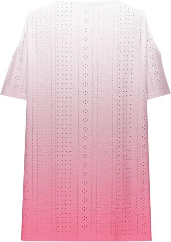 2025 Cold Shoulder Tops for Women Casual Summer Short Sleeve Shirts Gradient V Neck Loose Fit Blouses Tees Tunics in Saudi Arabia