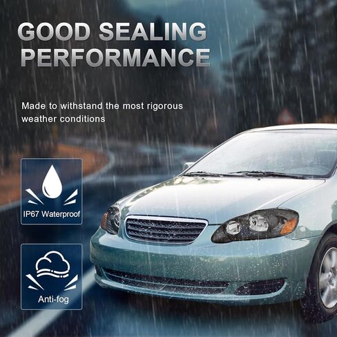 تجميع الأمراض الأمامية متوافقة مع 2003-2008 Toyota Corolla Halogen مع عدسة صافية العدسة السوداء مصابيح العاكس العاكس العنبر اليسار واليمين (مجموعة 2) 2) in Saudi Arabia