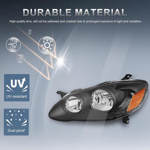 تجميع الأمراض الأمامية متوافقة مع 2003-2008 Toyota Corolla Halogen مع عدسة صافية العدسة السوداء مصابيح العاكس العاكس العنبر اليسار واليمين (مجموعة 2) 2) in Saudi Arabia