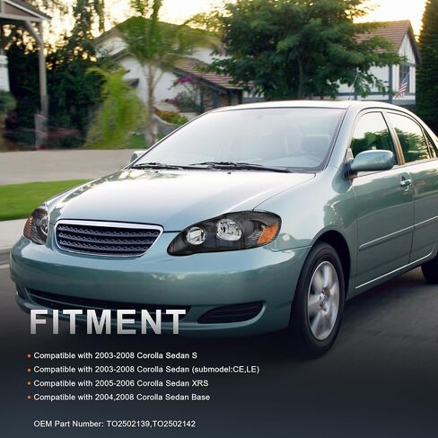 تجميع الأمراض الأمامية متوافقة مع 2003-2008 Toyota Corolla Halogen مع عدسة صافية العدسة السوداء مصابيح العاكس العاكس العنبر اليسار واليمين (مجموعة 2) 2) in Saudi Arabia