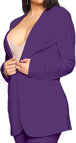 طقم بناطيل كاجوال للسيدات من Tcremisa مكون من قطعتين من ملابس العمل وسترة سادة بأكمام طويلة وسروال ضيق in Kuwait