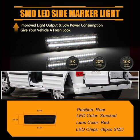 Front Fender LED Side Marker Lights for 2010-2013 Fo-rd Transit Connect, Transit Smoked Lens Side Bumper Marker Lamps, [Ultra-Bright] Amber LED Side Markers Turn Signal Lights, 2 PCS in Saudi Arabia