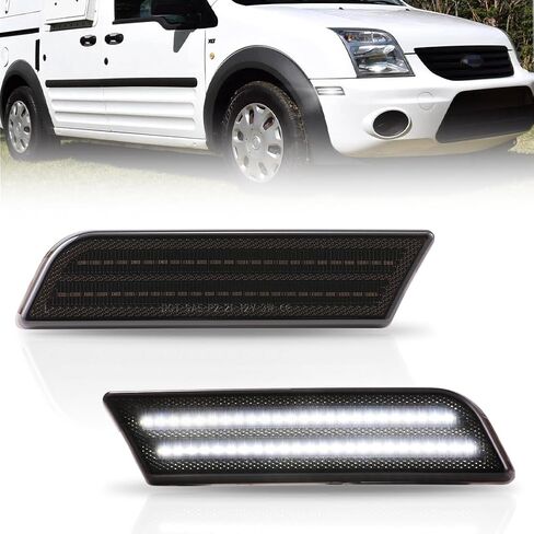 Front Fender LED Side Marker Lights for 2010-2013 Fo-rd Transit Connect, Transit Smoked Lens Side Bumper Marker Lamps, [Ultra-Bright] Amber LED Side Markers Turn Signal Lights, 2 PCS in Saudi Arabia