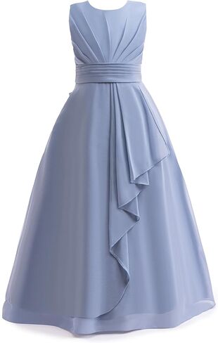 Junior Bridesmaid Dresses Flower Girl Formal Wedding Guest Pageant Fancy Long Maxi Dress Elegant Party Gown in Kuwait