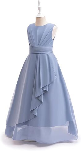 Junior Bridesmaid Dresses Flower Girl Formal Wedding Guest Pageant Fancy Long Maxi Dress Elegant Party Gown in Kuwait