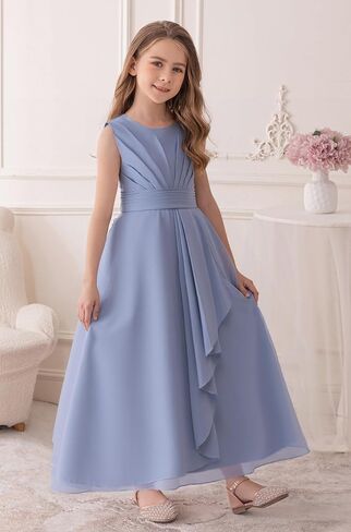 Junior Bridesmaid Dresses Flower Girl Formal Wedding Guest Pageant Fancy Long Maxi Dress Elegant Party Gown in Kuwait