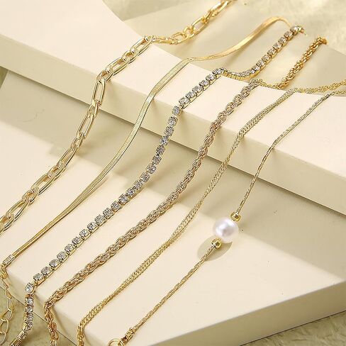 سوار Roe Dolph Gold Stack Barclets Gold chunkelets سلسلة قابلة للتكديس رابط Rhinestone Tennis Pearl Jewelry Strendy Stuff for Women in Saudi Arabia
