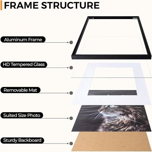Richfocus الألمنيوم إطار صورة - 12x16 إطار معدني أسود مع حصيرة للصور 9x12 ، إطار عائم مع شماعات Plexiglass - إطار الملصقات المتضمنة لتديين الجدار المنزلي ، مجموعة من 3 in Kuwait