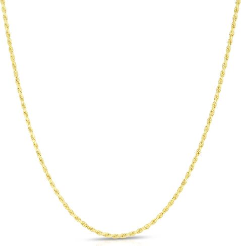 Next Level Jewelry Solid 14K Gold Vermeil Sterling Silver Rope Diamond-Cut Necklace Chains 1.5MM - 5.5MM, Gold Rope Chain Men Women, Gold Rope Necklace in Kuwait