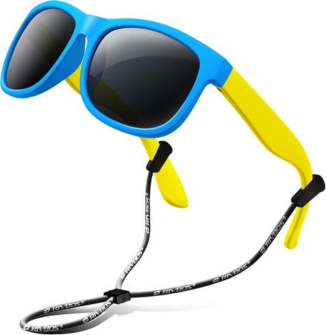 RIVBOS Kids Sunglasses with Strap Polarized UV Protection Flexible Rubber Shades for Boys Girls RBK023 in Kuwait