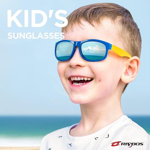 RIVBOS Kids Sunglasses with Strap Polarized UV Protection Flexible Rubber Shades for Boys Girls RBK023 in Kuwait