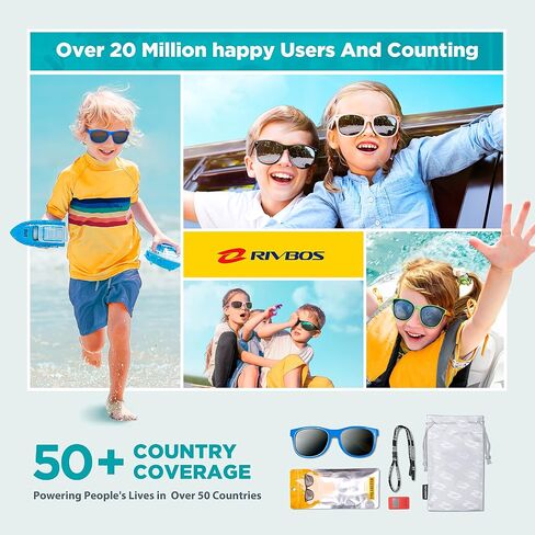 RIVBOS Kids Sunglasses with Strap Polarized UV Protection Flexible Rubber Shades for Boys Girls RBK023 in Kuwait