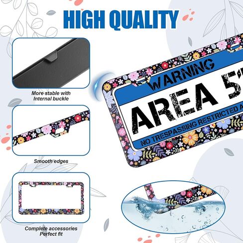 Flower License Plate Frame 2 Pcs Personalized Colorful Floral License Plate Frames with 2 Holes Screws Stainless Steel Car Plates Frame Universal Size: 12.4x6.3in Auto Parts Decoration in Saudi Arabia