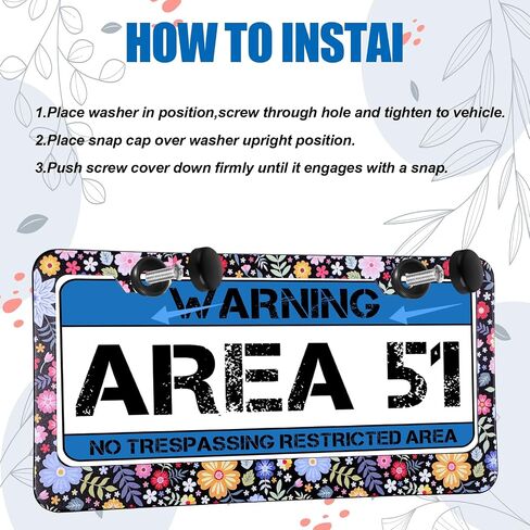 Flower License Plate Frame 2 Pcs Personalized Colorful Floral License Plate Frames with 2 Holes Screws Stainless Steel Car Plates Frame Universal Size: 12.4x6.3in Auto Parts Decoration in Saudi Arabia