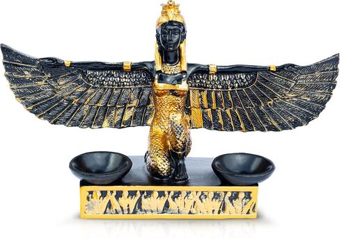 الأجنحة المفتوحة التي ركعت مصرية داعش تمثال قديم الأساطير المصرية إلهة النحت الكريستال الكرة حامل المنزل تمثال تمثال مصر. in Kuwait
