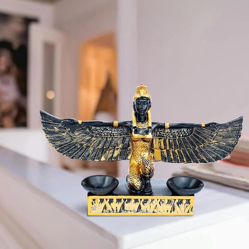 الأجنحة المفتوحة التي ركعت مصرية داعش تمثال قديم الأساطير المصرية إلهة النحت الكريستال الكرة حامل المنزل تمثال تمثال مصر. in Kuwait