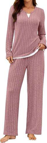 Blooming Jelly Womens Two Piece Cute Pajamas Sets Comfy 2 Piece Lounge Wear Color Block Matching Set Fall Pjs Pockets in Saudi Arabia