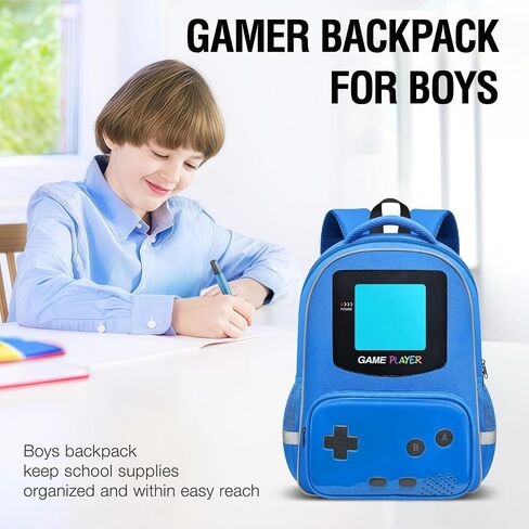 Boys Backpack for School,Gamer Backpack For Boys Kids,Boy Bookbag For Elementary Middle School Student,17″ Video Game Backpacks For Boy Kids Teen Age 6-12 in Saudi Arabia