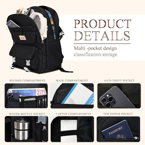 laptop backpack for women, Girls backpacks, Cute backpack for women, College middle high school students book Bag, Water resistant bookbag for girls, mochilas escolares para niñas, Beige in Saudi Arabia