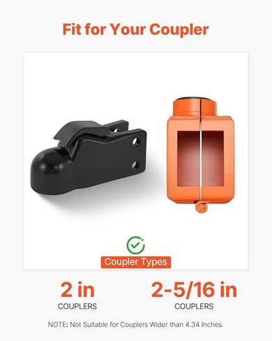 VEVOR Collar Coupler Lock, Fits 2 & 2-5/16-Inch Couplers, Trailer Hitch Lock with 3 Keys Secures Security Chains, Pry-Resistant & Rust-Resistant, Anti-Theft RV Trailer Locks for RV, Trailer, Boat in Saudi Arabia