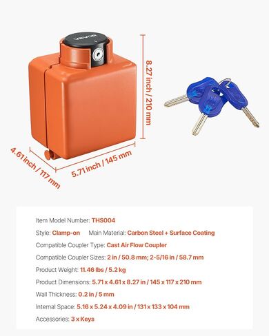VEVOR Collar Coupler Lock, Fits 2 & 2-5/16-Inch Couplers, Trailer Hitch Lock with 3 Keys Secures Security Chains, Pry-Resistant & Rust-Resistant, Anti-Theft RV Trailer Locks for RV, Trailer, Boat in Saudi Arabia