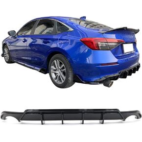 IKON MOTORSPRTS, Rear Bumper Lip Diffuser Compatible with 2022-2024 Honda Civic 4-Door Sedan, PP Polypropylene Gloss Black FE-C Style Rear Valance Canard Spoiler Spats Add-On Guard in Kuwait